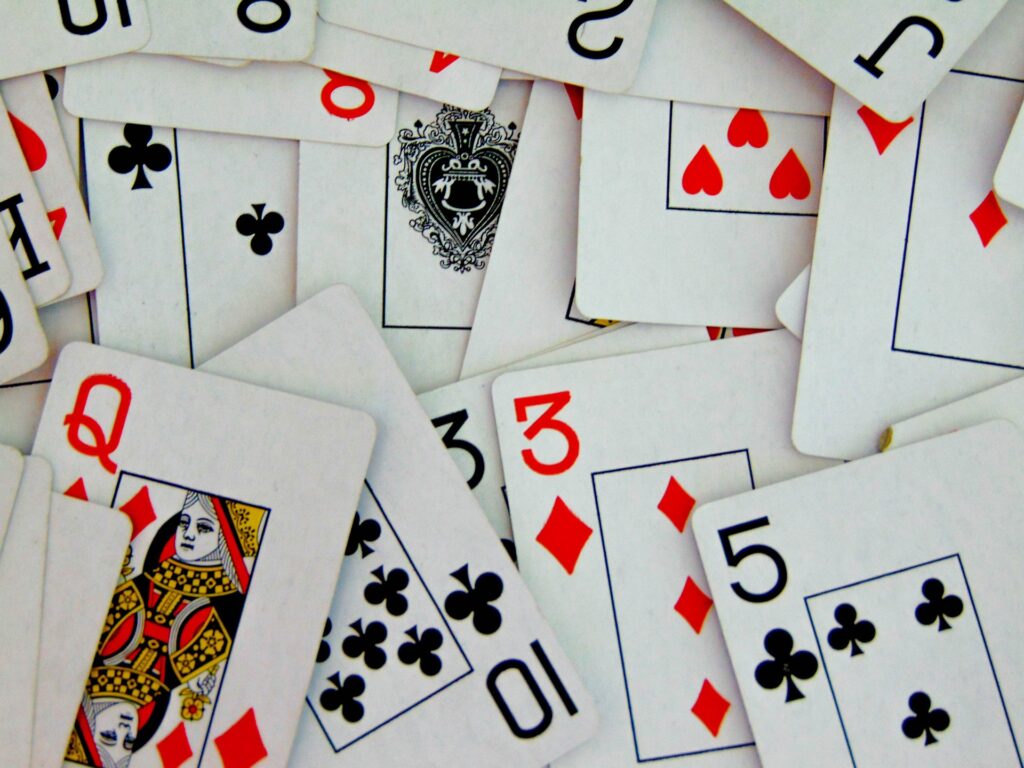 cards scattered around on each other